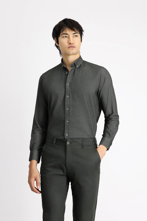 Dark Anthracite Long Sleeve Regular Fit Patterned Sporty Lumberjack Cotton Button-Down Collar Shirt