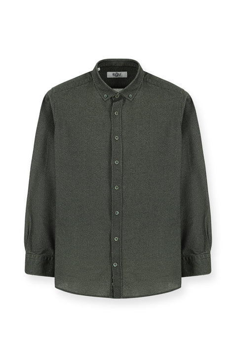 Dark Anthracite Long Sleeve Regular Fit Patterned Sporty Lumberjack Cotton Button-Down Collar Shirt