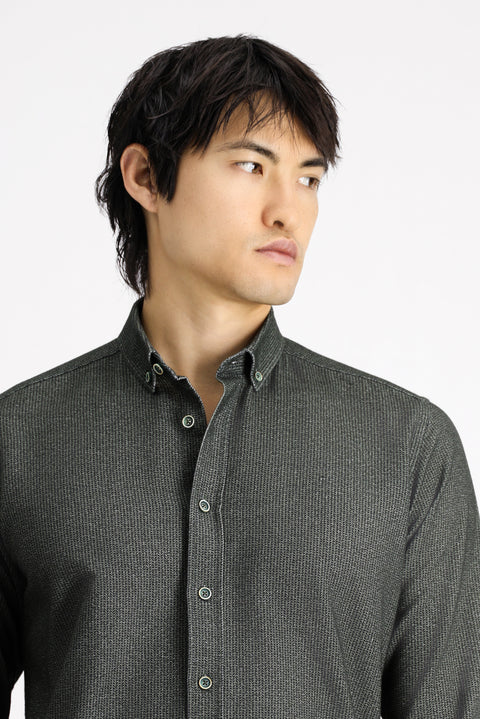 Dark Anthracite Long Sleeve Regular Fit Patterned Sporty Lumberjack Cotton Button-Down Collar Shirt