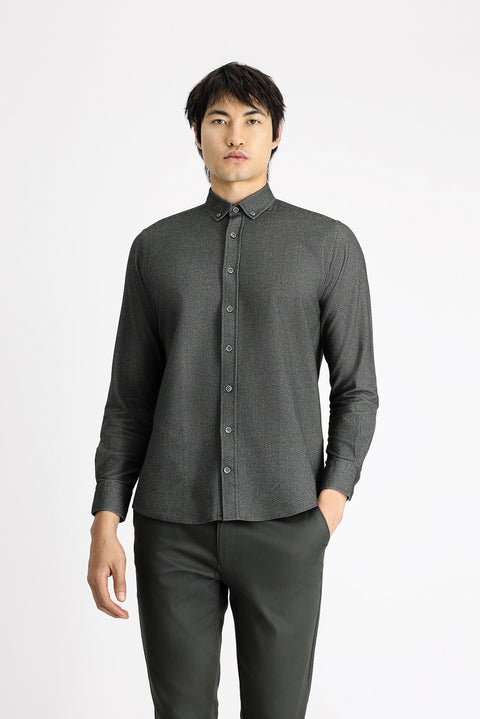 Dark Anthracite Long Sleeve Regular Fit Patterned Sporty Lumberjack Cotton Button-Down Collar Shirt