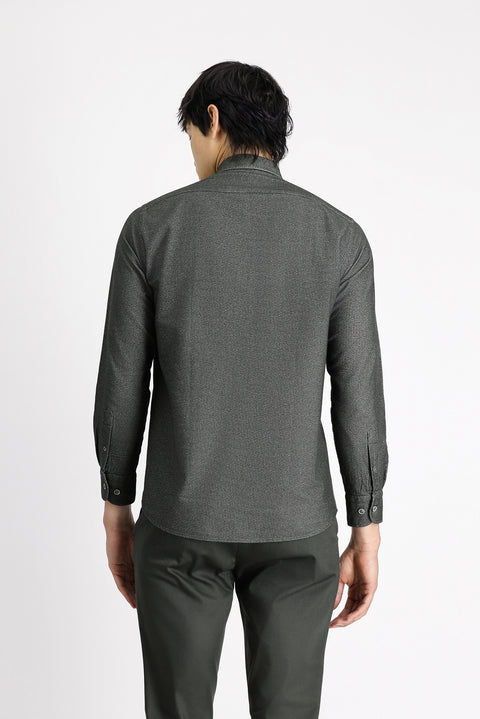 Dark Anthracite Long Sleeve Regular Fit Patterned Sporty Lumberjack Cotton Button-Down Collar Shirt