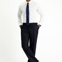 Light Navy Long Sleeve Slim Fit Classic Striped Cotton Shirt