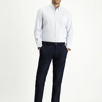 Blue Long Sleeve Slim Fit Narrow Cut Cotton Striped Classic Shirt
