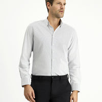 Dark Navy Long Sleeve Slim Fit Classic Striped Cotton Shirt