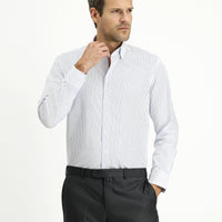 Blue Long Sleeve Slim Fit Classic Striped Cotton Shirt
