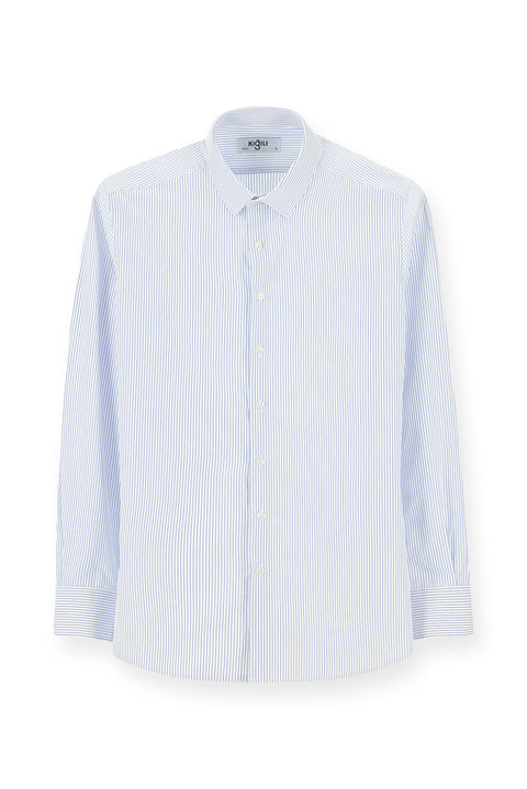Blue Long Sleeve Slim Fit Classic Striped Cotton Shirt