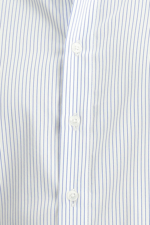 Blue Long Sleeve Slim Fit Classic Striped Cotton Shirt