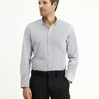 Dark Navy Long Sleeve Slim Fit Classic Striped Cotton Shirt