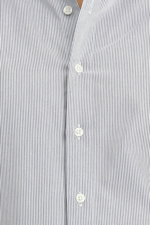 Dark Navy Long Sleeve Slim Fit Classic Striped Cotton Shirt