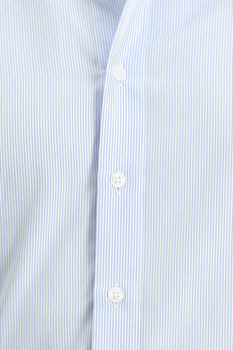 Mavi Uzun Kol Slim Fit Dar Kesim Klasik Çizgili Pamuk Gömlek
