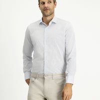White Long Sleeve Slim Fit Striped Cotton Classic Non-Iron Shirt