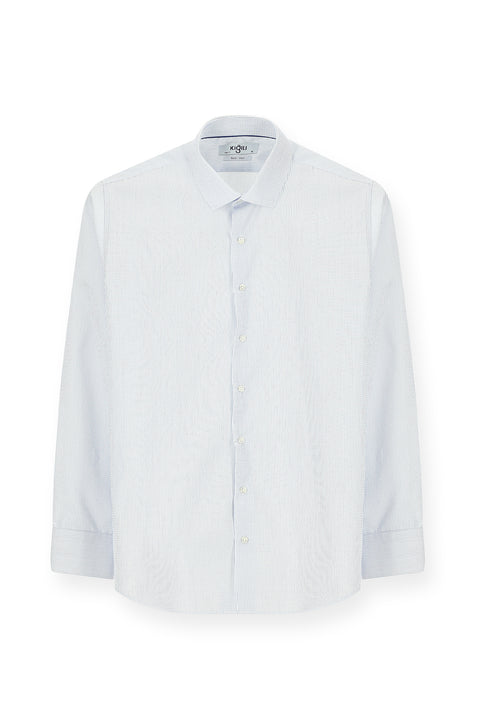 White Long Sleeve Slim Fit Striped Cotton Classic Non-Iron Shirt