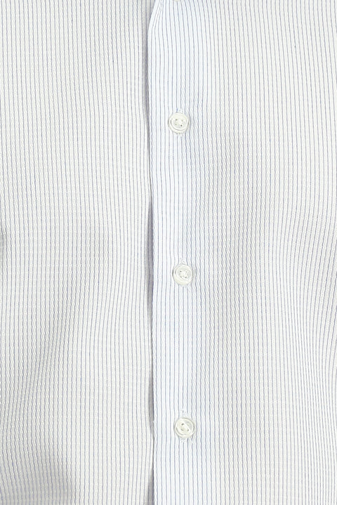 White Long Sleeve Slim Fit Striped Cotton Classic Non-Iron Shirt