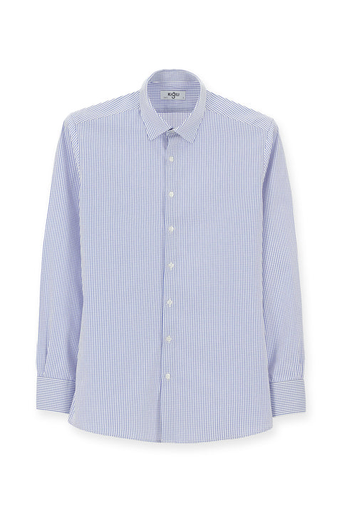 Medium Navy Long Sleeve Slim Fit Classic Plaid Cotton Shirt