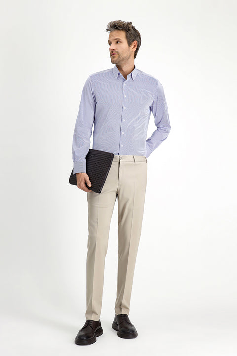 Medium Navy Long Sleeve Slim Fit Classic Plaid Cotton Shirt