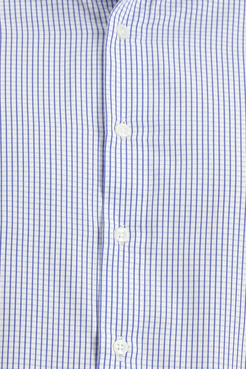 Medium Navy Long Sleeve Slim Fit Classic Plaid Cotton Shirt