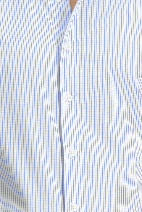 Blue Long Sleeve Slim Fit Classic Plaid Cotton Shirt