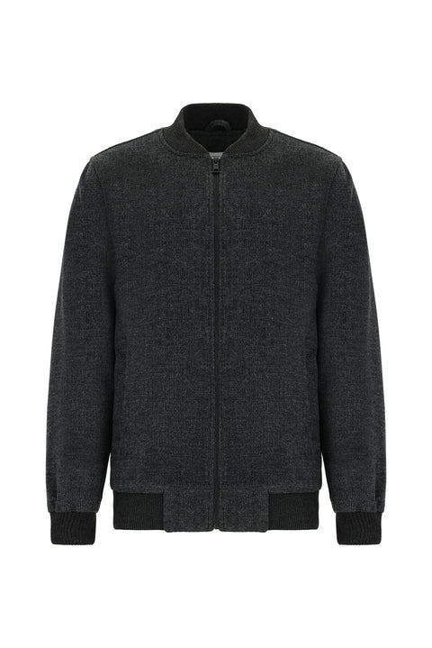 Dark Anthracite Sport Wool Bomber Jacket