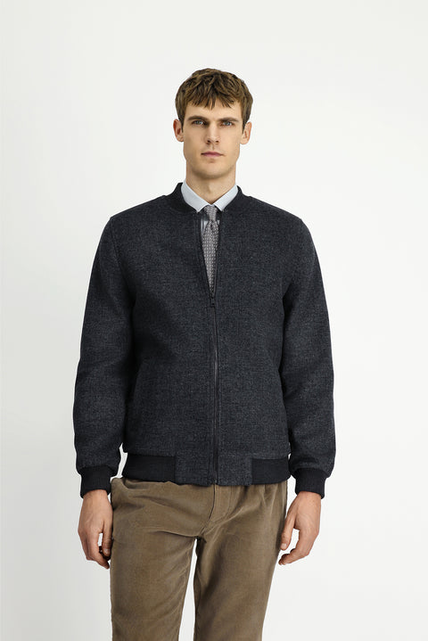 Dark Anthracite Sport Wool Bomber Jacket