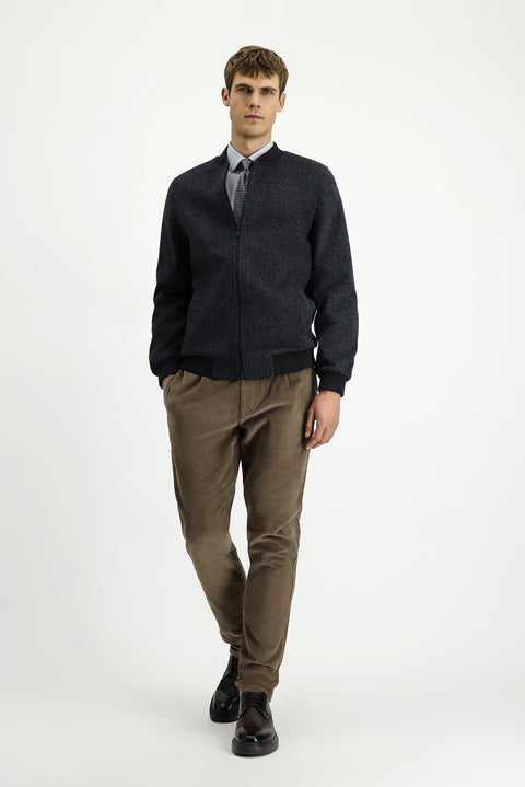 Dark Anthracite Sport Wool Bomber Jacket