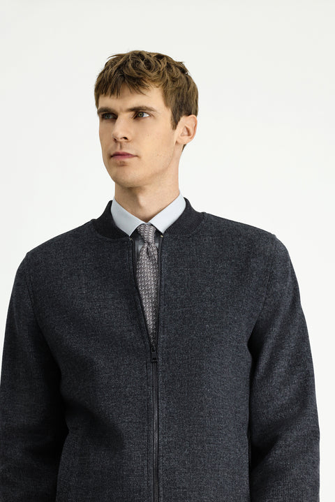 Dark Anthracite Sport Wool Bomber Jacket