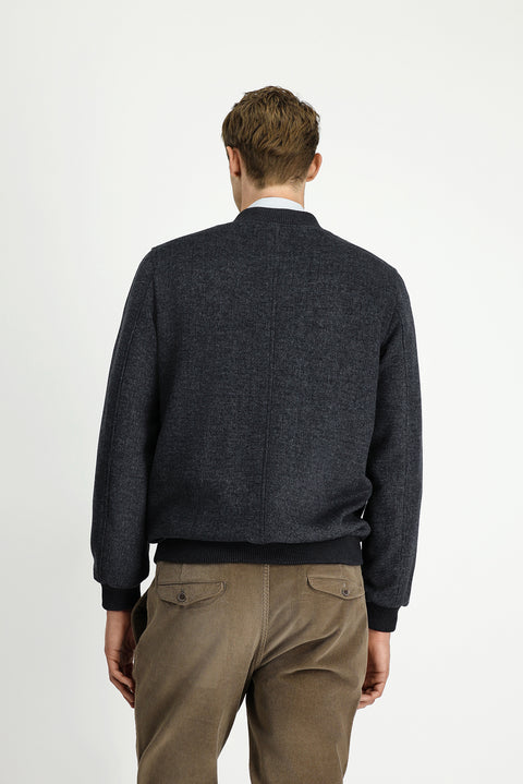 Dark Anthracite Sport Wool Bomber Jacket