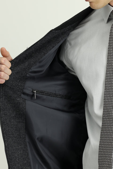 Dark Anthracite Sport Wool Bomber Jacket