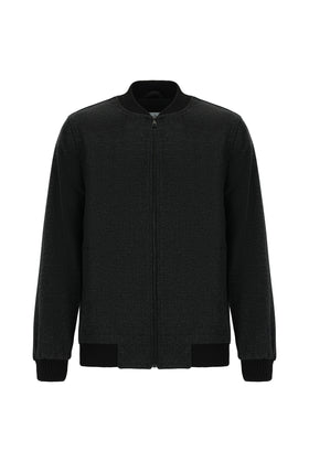 Black Sport Wool Bomber Jacket