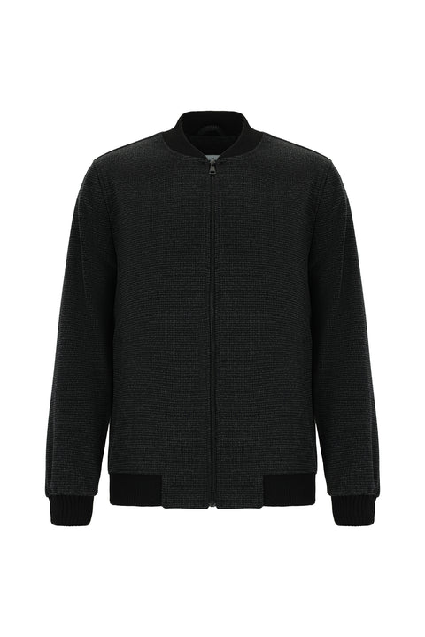 Black Sport Wool Bomber Jacket