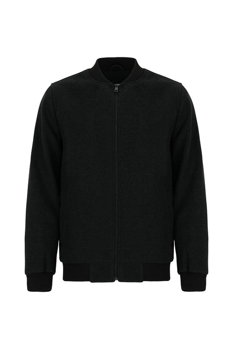Dark Anthracite Sport Wool Bomber Jacket