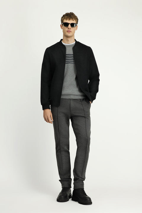 Dark Anthracite Sport Wool Bomber Jacket