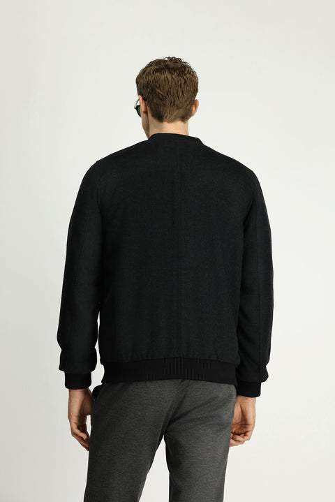 Dark Anthracite Sport Wool Bomber Jacket