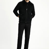 Black Fur Collar Wool Bomber Jacket