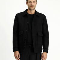 Black Quilted Bomber Jacket