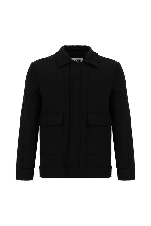 Black Quilted Bomber Jacket