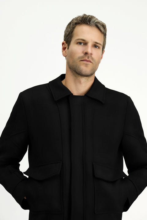 Black Quilted Bomber Jacket