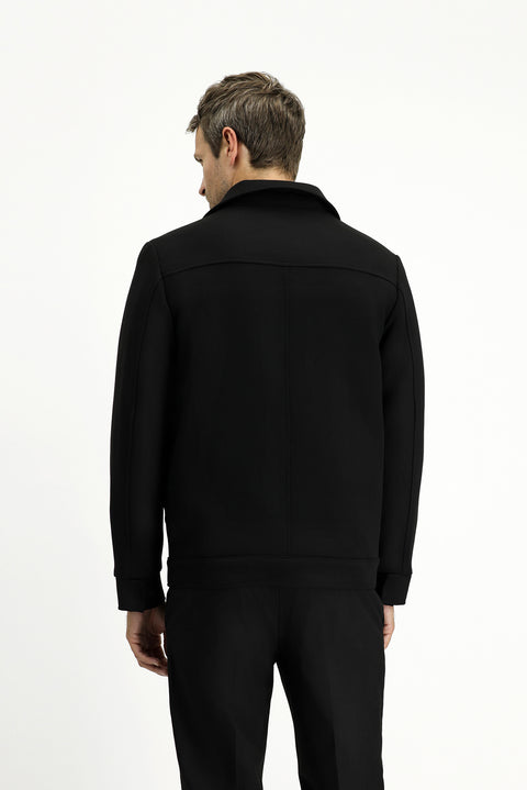 Black Quilted Bomber Jacket