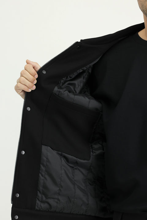 Black Quilted Bomber Jacket