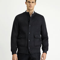 Dark Anthracite Slim Fit Narrow Cut Seasonal Sport Bomber Jacket