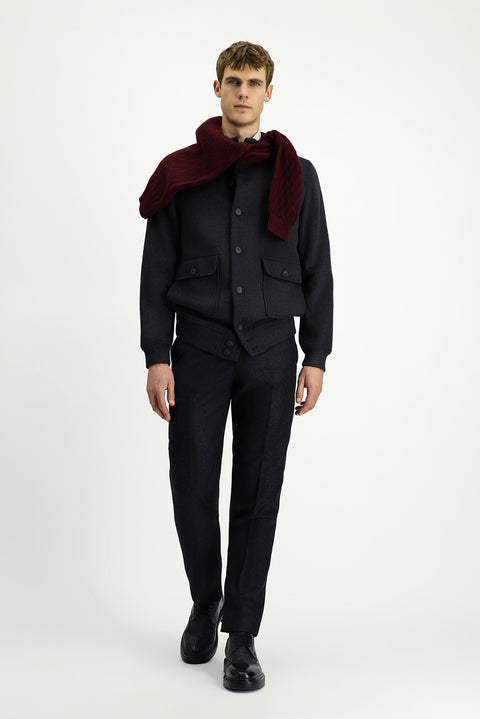 Dark Anthracite Slim Fit Narrow Cut Seasonal Sport Bomber Jacket