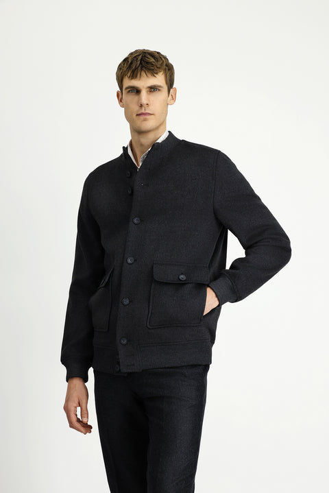 Dark Anthracite Slim Fit Narrow Cut Seasonal Sport Bomber Jacket