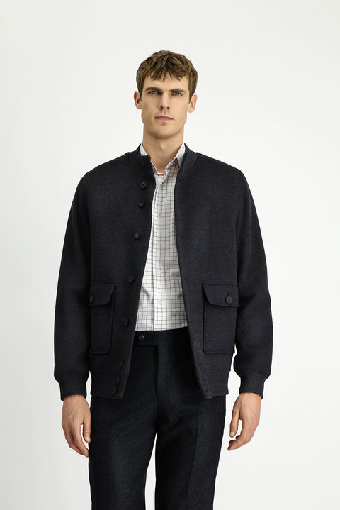 Dark Anthracite Slim Fit Narrow Cut Seasonal Sport Bomber Jacket