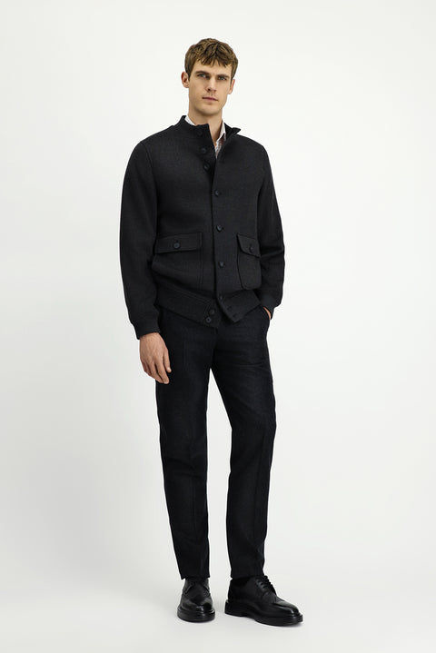 Dark Anthracite Slim Fit Narrow Cut Seasonal Sport Bomber Jacket