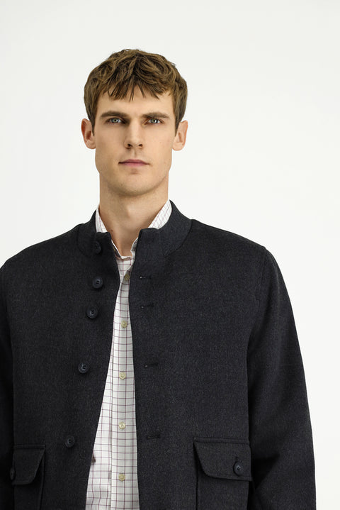 Dark Anthracite Slim Fit Narrow Cut Seasonal Sport Bomber Jacket