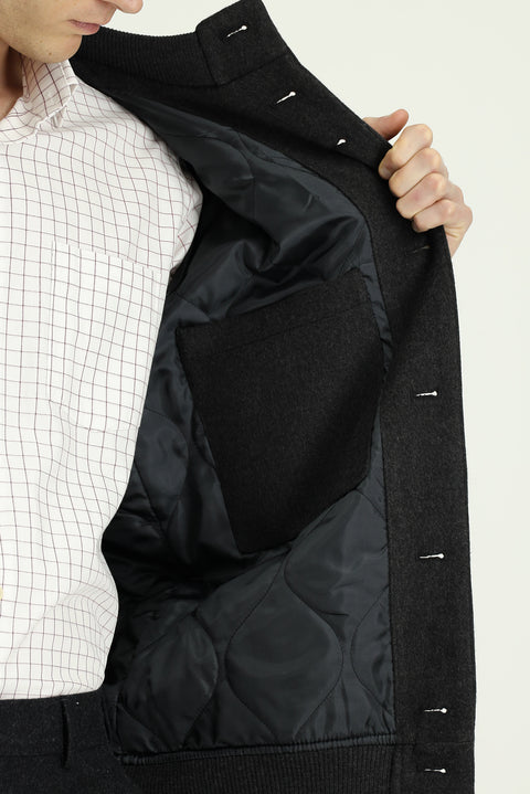 Dark Anthracite Slim Fit Narrow Cut Seasonal Sport Bomber Jacket