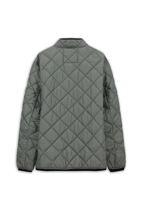 Medium Grey Stand Collar Windproof Quilted Sport Jacket with Zipper and Pockets