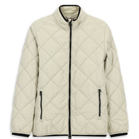 Light Beige Stand Collar Windproof Quilted Sport Jacket with Zipper and Pockets
