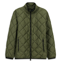 Medium Khaki Stand Collar Windproof Quilted Sport Jacket with Zipper and Pockets