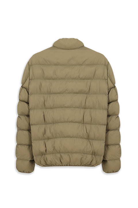 Medium Mink Color, Stand Collar, Zippered Pockets, Windproof Sport Puffer Jacket