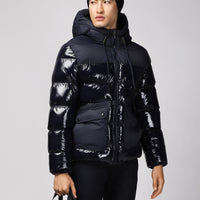 Dark Navy Hooded Quilted Sport Puffer Jacket